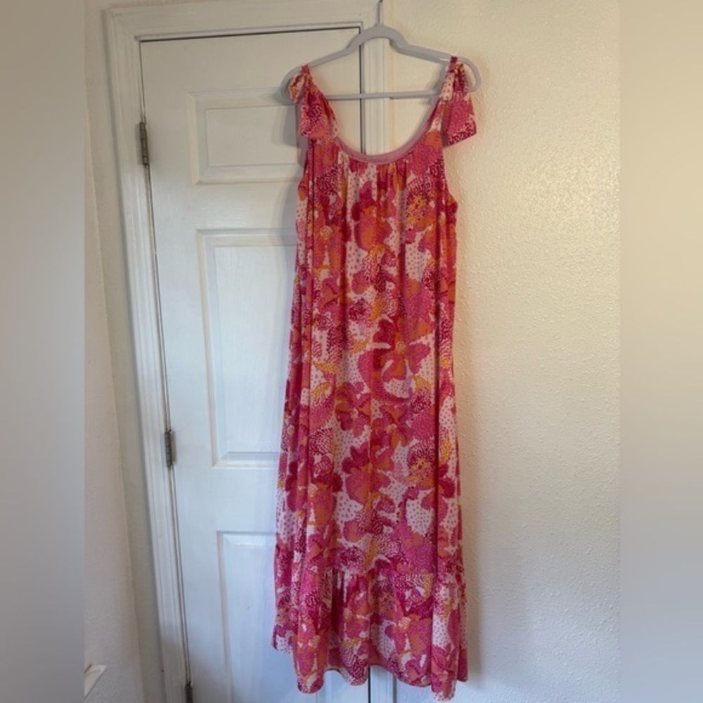 Adrienne Pink and orange Dot maxi Dress